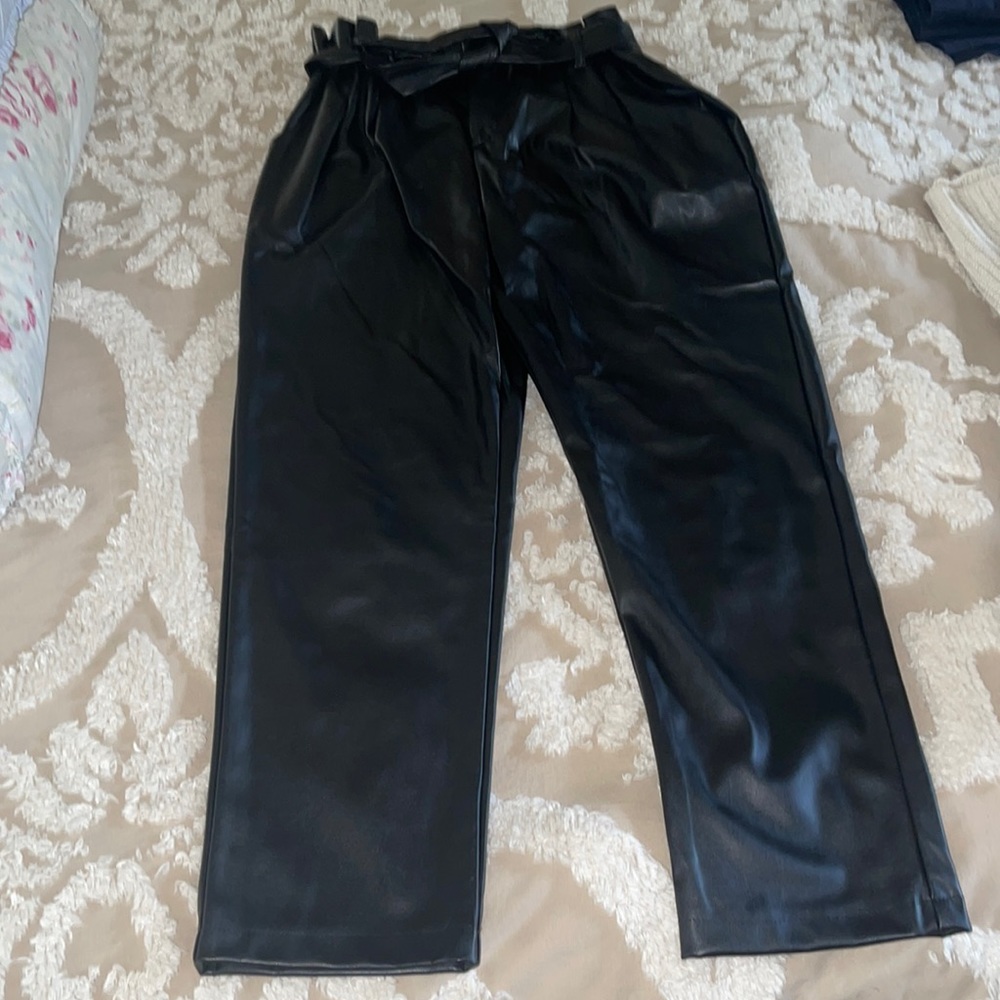 Leather parachute pants